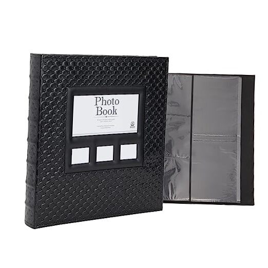Large Black Leather Family Photo Album Book for 4x6 inch Picture, 600 Pockets,