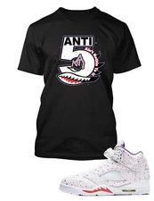 Mens ANTI T Shirt to Match Air Jordan 5 Easter Shoe Black Tee Pro Club T Shirt