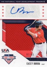 Casey Borba signed relic jersey patch baseball card 2019 Panini Stars #USAFU LE