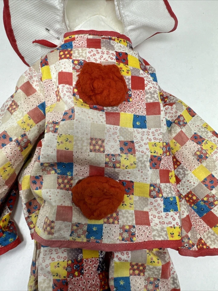 Juguete de payaso Edén de colección tela de fieltro flojo nariz hilo amarillo cabello 24" largo raro difícil de encontrar Foto 4 de 4