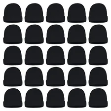 25 Pack Winter Beanie Hats, Unisex Thermal Toboggan Cold Weather Skully Caps