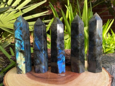 3 ~ 4'' Labradorite Point Stone Obelisk Galaxy Crystal Tower Wand Home Decor