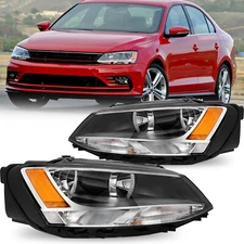 For 2011-2018 Volkswagen Jetta MK6 Halogen w/LED DRL Headlight Assembly Pair L+R