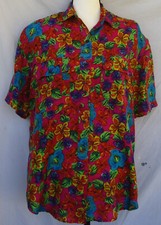 Vintage Silk Top Blouse Size M Floral EUC