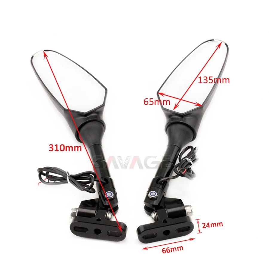 Espejos retrovisores para motocicletas con luces LED de señal de giro para Yamaha YZF-R1 2009-2014 Foto 2 de 4