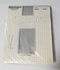 Berkshire Shimmers Panty Hose Control Top Silver Size 1 Sandalfoot Vintage 1985