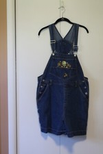 Tweety Bird Looney Tunes Cartoon Denim Blue Jeans Bib Short Overalls Size 16W