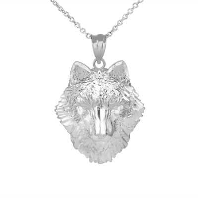 #ad Wolf Head Pendant Necklace in .925 Sterling Silver $43.99