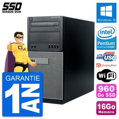 PC tour Dell Optiplex 790 MT Intel G630 RAM 16Go SSD 960Go Windows 10 Wifi