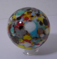 A Gorgeous Rainbow Colored Handmade Splatter Glass Marble - 38 MM 1-1/2" Dia.