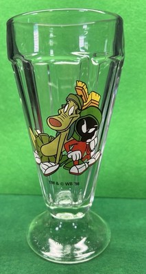 1998 TM & WB Parfait Sundae Glass MARVIN THE MARTIAN & K-9 Green Dog