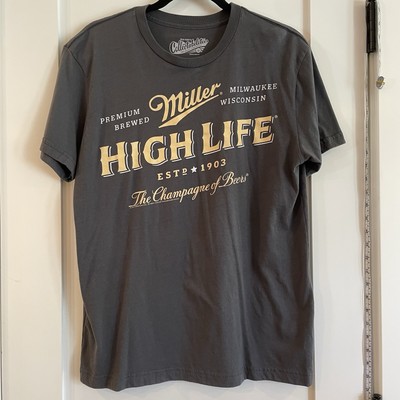 Miller High Life Old Navy Mens Tee T Shirt Gray Logo Short Sleeve Classic Medium