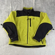 EMS Polartec Fleece Jacket Womens Large Green Black Full Zip Outdoor Hiking