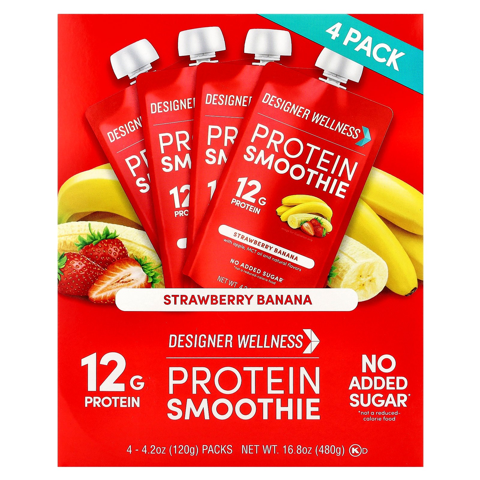 Протеи смузи с клубникой и бананом 4 упаковки по 42 унции 120 г каждая 2890₽