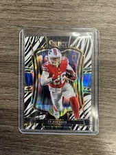 2025 Panini Select Ty Johnson Zebra Prizm Premier Level #186 Buffalo Bills