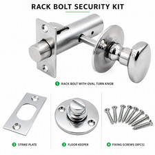 Bathroom Oval Thumb Turn Release 60mm Rack Bolt Extra Security WC Lock