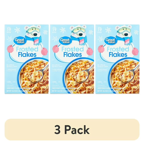 (3 pack) Great Value Frosted Flakes Breakfast Cereal, 26.8 oz