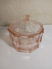 Indiana Glass Pink Octogan Shaped Candy Dish With Lid In The Concord Pattern VTG