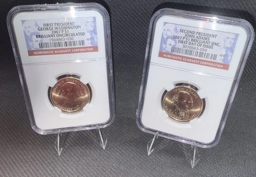 2007 P  Presidential $1 Dollar BU NGC Certified George Washington + John Adams