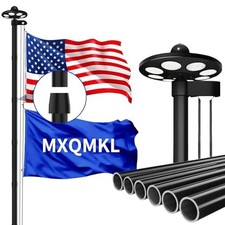 25FT Heavy Duty Flag Pole Kit with Solar Light,14 Gauge 25FT with Solar Light