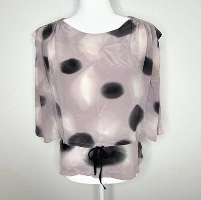 Anthropologie J/J Julie Haus Womens Under Water Dotted Silk Blouse Size S
