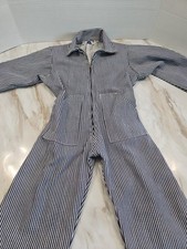 Dutchie Play Tog Blue Herringbone Stripe Cotton Denim Coveralls Work Overall Old