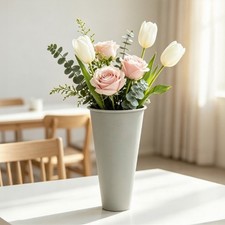 Long Lasting Plastic Vase for Cemetery Use 17cm Tall White with Sealed Bucket