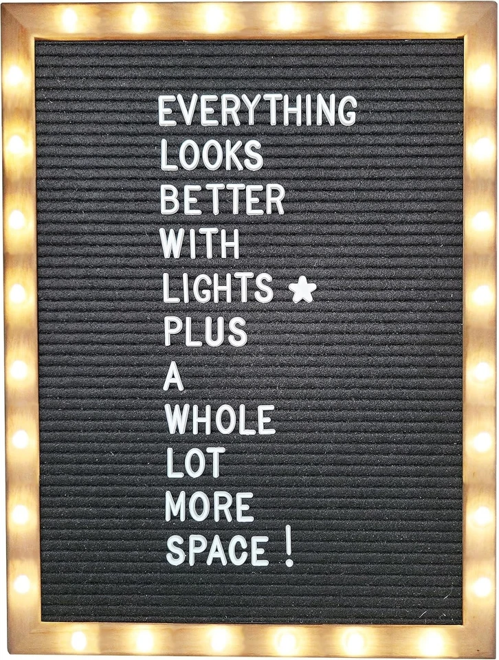 Custom Black Felt Letter Board with Stand and LED Lights - Image 4 of 4