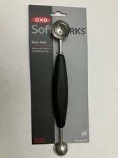 OXO Soft Works Non Slip Grips Melon Baller Two Sizes Black Silver Stainless New