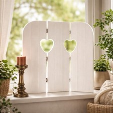 Paravent Fenster Weiß Holz Landhaus 60x60 cm Sichtschutz Herz Deko