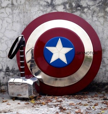 Captain America Shield Legend Marvel Metal Prop Replicas with Marvel Thor Hammer