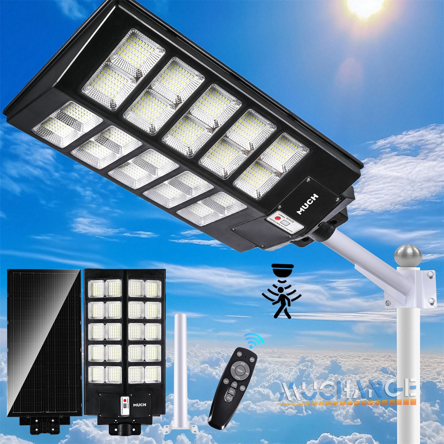 7000W Street Lamps Motion Sensor Dusk To Dawn Super Bright Solar Lights Outdoor