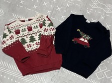 H  M Holiday sweater set Navy And Red Size 12 To 18 Months