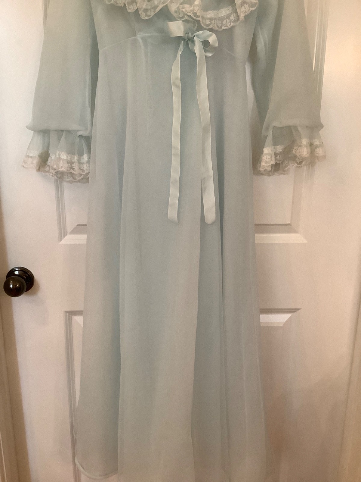 VTG ShadowLine Peignoir Set Petite Blue Long Gown & Robe Wedding Negligee