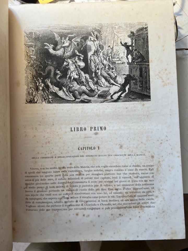 LIBRO ANTICO - Don Chisciotte della Mancia 1880 formato 36x28 illustrato in B/N  - Immagine 4 di 4