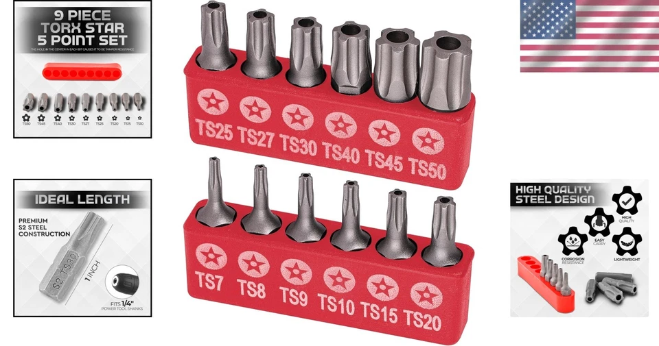 Torx Plus 5 Point Tamper Proof Bit Set 12 Pieces S2 Steel for Security Use - Image 2 of 4