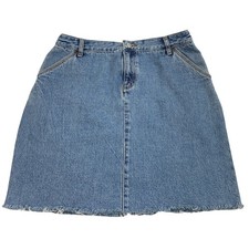 Vtg Levis Jean Skirt Womens 12 M Cowgirl Raw Hem Medium Wash Denim Western