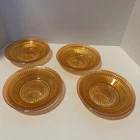 Set of 4 Vintage Jeanette Anniversary Glass Iridescent Marigold Salad Bowls