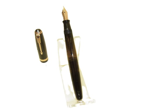 Schöner 3. Gen PARKER VACUMATIC MAJOR laminierter Black Diamond Füllfederhalter EF - Bild 3 von 7