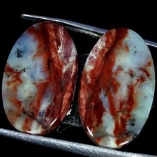 14.10Cts Natural Royal Aqua Chalcedony Pair Oval Cabochon 12X20X3MM