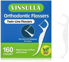 Hilo dental para brackets, sabor menta, 80 pzas, paquete x2