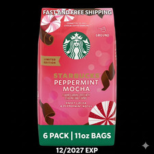 Starbucks Peppermint Mocha Ground Coffee 6 Bag Lot 11oz Holiday EXP 12/2027
