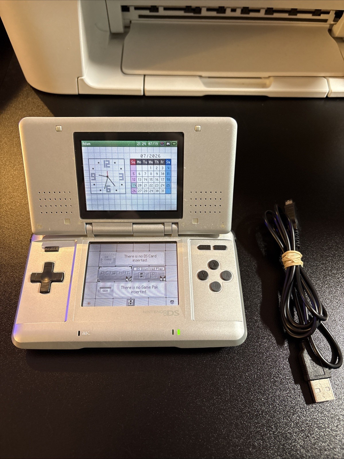 Authentic Original Nintendo DS 2004 Silver Tested w/ USB charger
