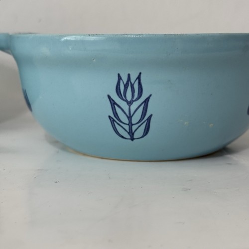 Set of 2 Cronin Pottery 1950's MCM Blue Tulip Bean Pots No Lids, Make Offer! - Picture 6 of 13