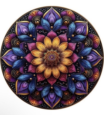 Wooden Puzzles for Adults 200 Pieces, Purple Mandala, 200Pcs Mandala Flower