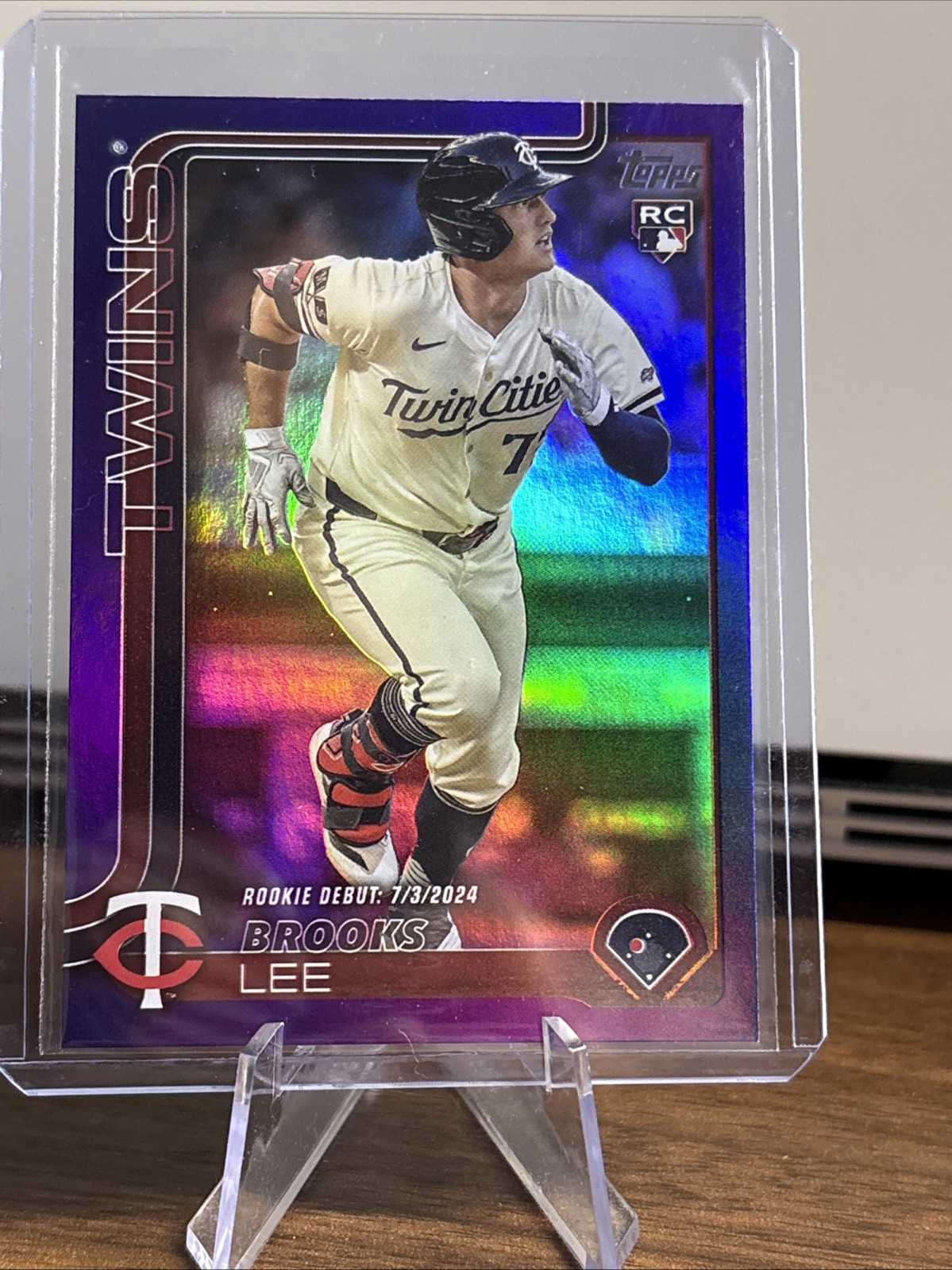 2025 Topps Update Brooks Lee RC # US243 Purple Foil Parallel /250 Rookie Debut