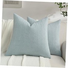 Chenille Throw Pillow Covers 18x18 Inch Set 18" x 18" Pack of 2 Dusty Blue