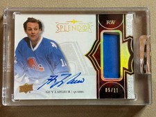 Guy Lafleur 5/11 UD Splendor Gold Unbordered Nordiques 2018 Auto Patch