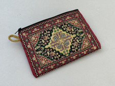 Coin Purse, Turkish Kilim Tapestry Zippered Pouch, Small Makeup Bag