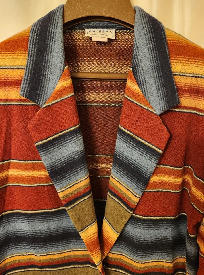 Chaqueta Blazer Manta Mezcla Lana Southwestern Damas S Multicolor De Gran Tamaño Foto 3 de 4